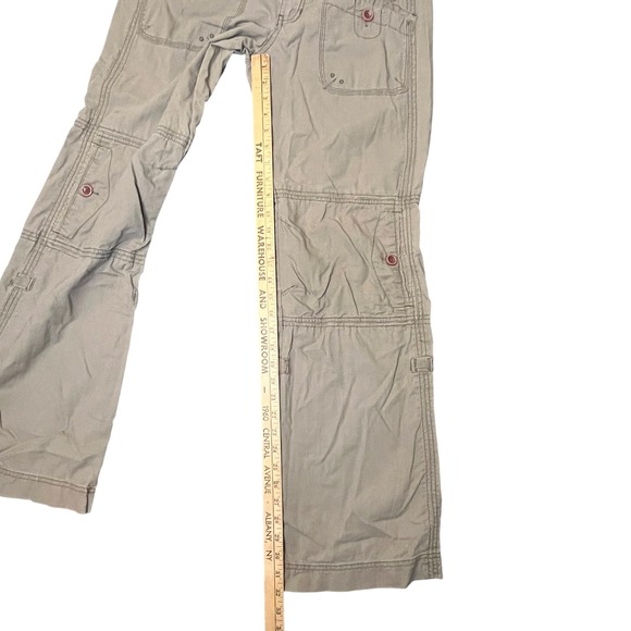Vintage Abercrombie & Fitch Womens M Khaki Linen Blend Cargo Pants Low Rise Flaw - Picture 8 of 16